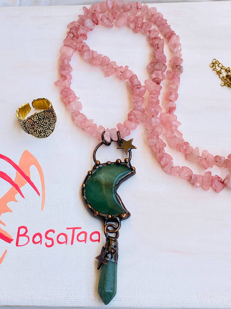 Vintage Green & Pink Necklace